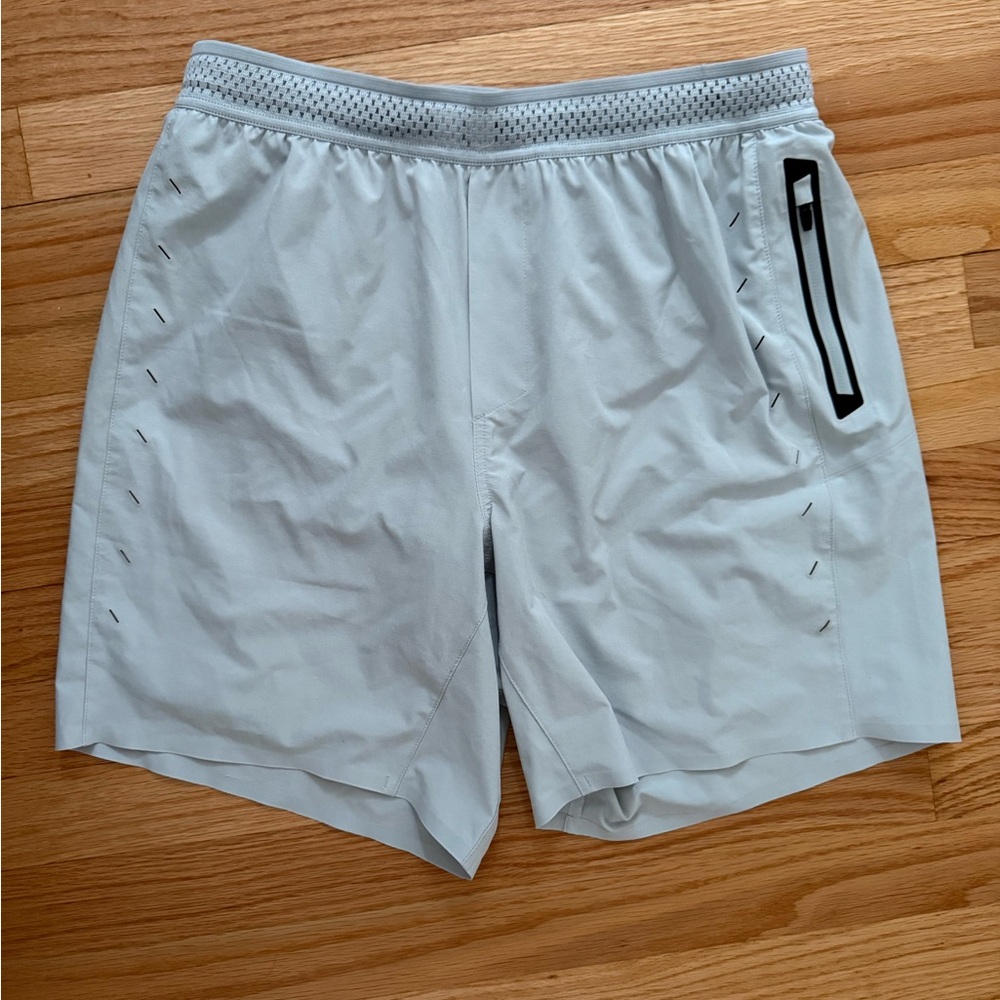 Men's Light Gray Lined Athletic Shorts
